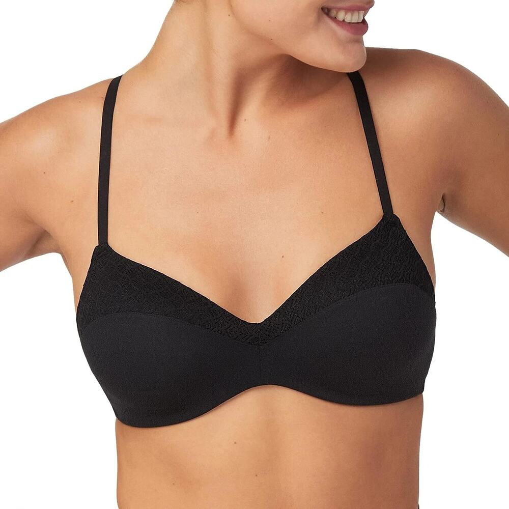 Maidenform Pure Comfort Wireless Bra/Demi-Racerback Black DM220C NWT - XL